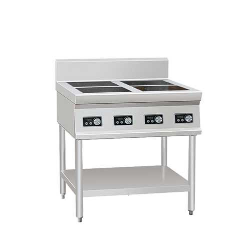 Four-burner induction cooker with integrated plate